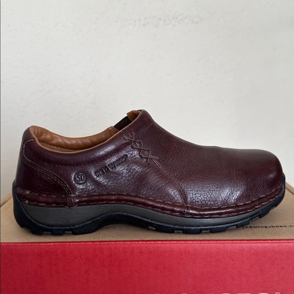 Red Wing Women's Style 2322 Leather Safety Shoes Slip-On Aluminum Toe Brown 5